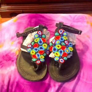 Hand beaded leather sandals